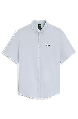 Regular-Fit Hemd aus knitterfreiem Baumwoll-Jersey