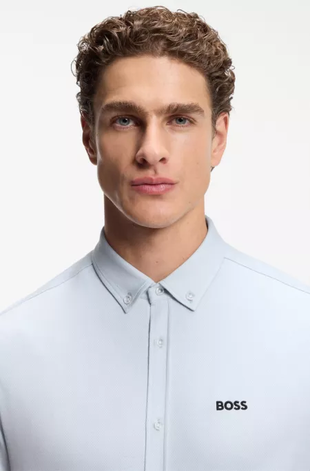 Regular-fit shirt in wrinkle-resistant cotton jersey