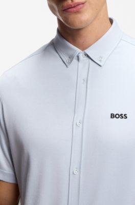Regular-fit shirt in cotton jersey, Light Blue