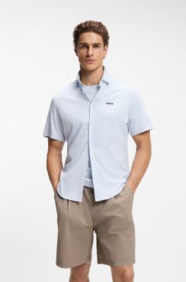 Regular-fit shirt in cotton jersey, Light Blue