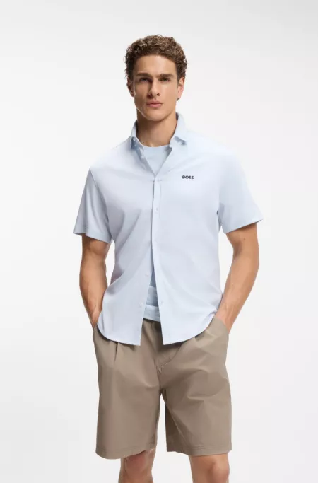 Regular-fit shirt in wrinkle-resistant cotton jersey