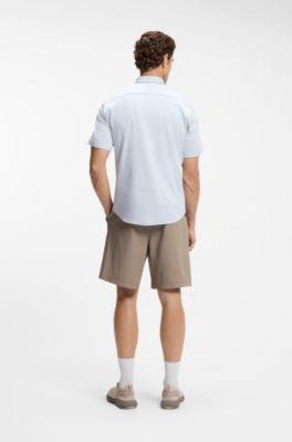 Regular-fit shirt in wrinkle-resistant cotton jersey, Light Blue