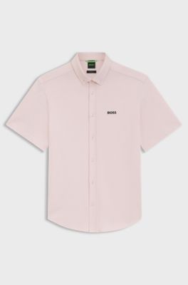 Camicia regular fit in jersey di cotone resistente alle rughe, Arancio chiaro