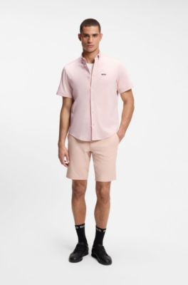 Camicia regular fit in jersey di cotone resistente alle rughe, Arancio chiaro