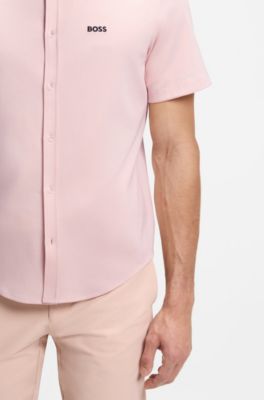 Camicia regular fit in jersey di cotone resistente alle rughe, Arancio chiaro
