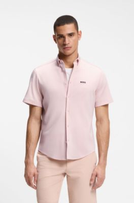 Regular-fit shirt in cotton jersey, Light Orange