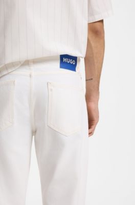 Regular-fit jeans in white denim, Natural
