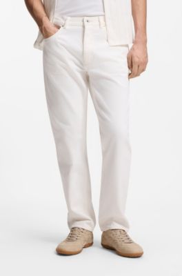 Regular-fit jeans in white denim, Natural