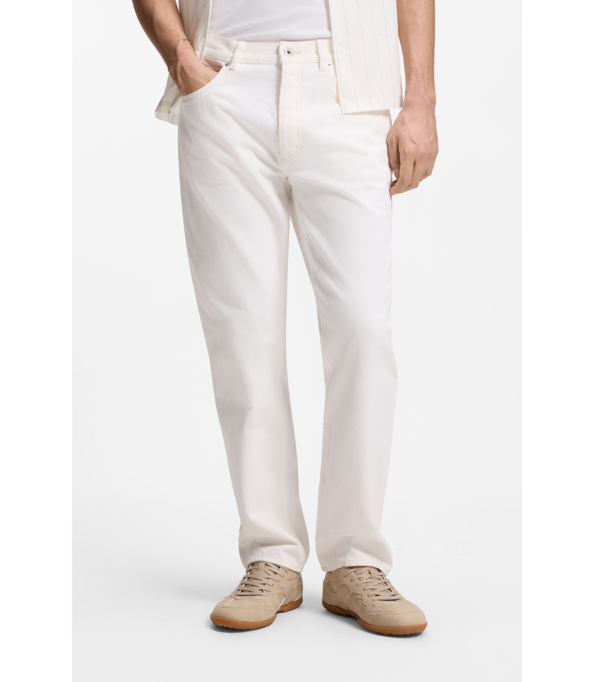 Regular-Fit Jeans aus weißem Denim