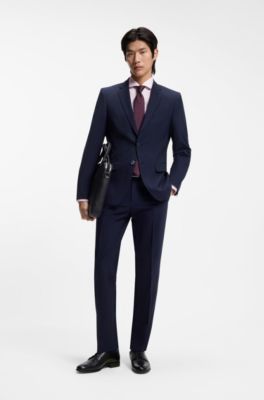 BOSS ONE Gestreept slim-fit overhemd van katoenen twill, Lichtroze