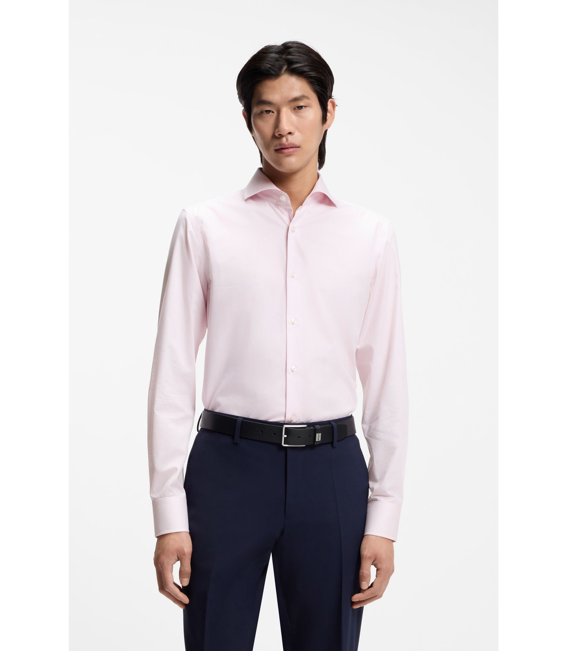 Gestreiftes Slim-Fit Hemd aus Baumwoll-Twill