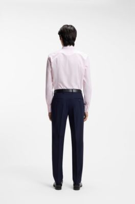 Slim-fit shirt in striped cotton twill, light pink