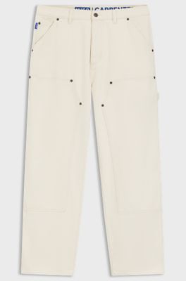 Loose-fit jeans in ecru denim, Natural