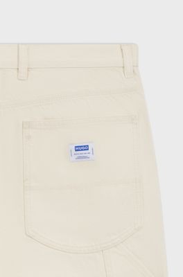 Loose-fit jeans van ecru denim, Naturel