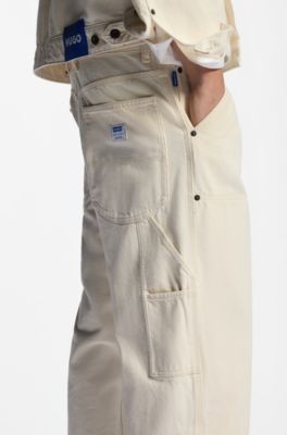 Loose-fit jeans in ecru denim, Natural