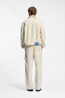 Loose-fit jeans van ecru denim, Naturel