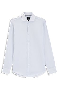 Regular-fit shirt in wrinkle-resistant micro-print cotton
