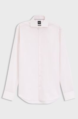Regular-fit shirt in wrinkle-resistant micro-print cotton, Light Pink