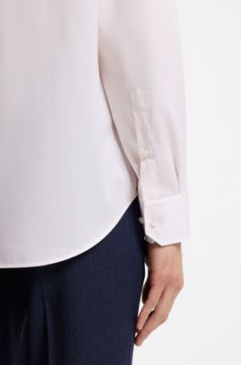 Regular-fit shirt in wrinkle-resistant micro-print cotton, light pink