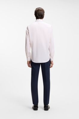 Regular-fit shirt in wrinkle-resistant micro-print cotton, Light Pink