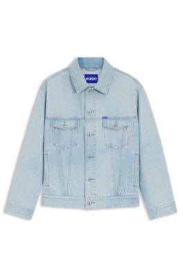 Loose-fit jacket in vintage-blue denim, Light Blue