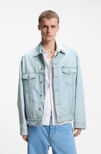 Loose-fit jacket in vintage-blue denim, Light Blue