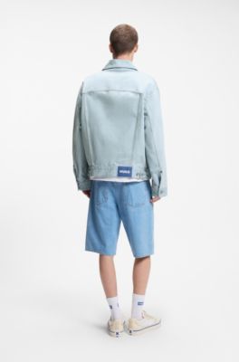 Loose-fit jacket in vintage-blue denim, Light Blue