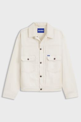 Relaxed-fit trucker jacket in ecru denim, Natural