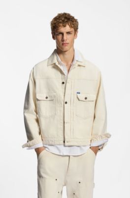 Relaxed-fit trucker jacket in ecru denim, Natural
