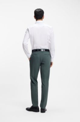 Slim-fit shirt in wrinkle-resistant structured cotton, White