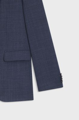 Two-piece regular-fit suit in patterned stretch cloth, Dark Blue