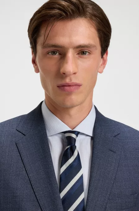 Two-piece regular-fit suit in patterned stretch cloth