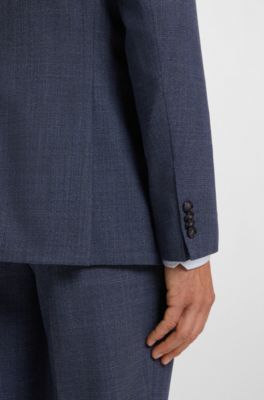 Two-piece regular-fit suit in patterned stretch cloth, Dark Blue