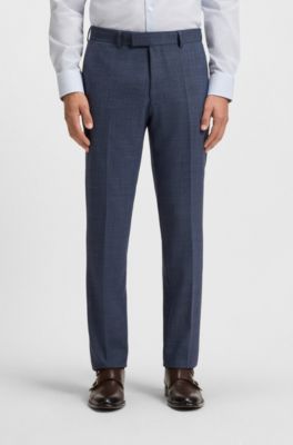 Two-piece regular-fit suit in patterned stretch cloth, Dark Blue