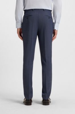 Two-piece regular-fit suit in patterned stretch cloth, Dark Blue