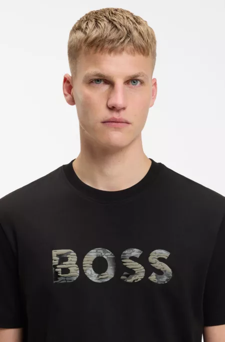 Cotton-jersey T-shirt with logo print