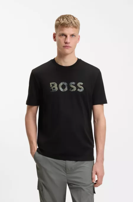 Cotton-jersey T-shirt with logo print