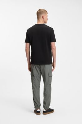 Cotton-jersey T-shirt with logo print, Black