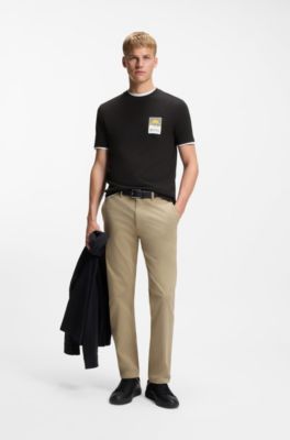 Cotton-jersey T-shirt with logo artwork, Black