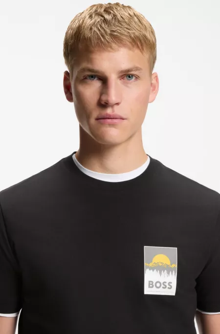 Cotton-jersey T-shirt with logo artwork