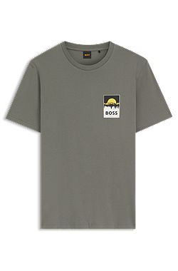Cotton-jersey T-shirt with logo artwork