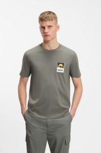 Cotton-jersey T-shirt with logo artwork, Grey