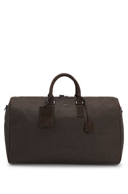 BOSS BY BECKHAM Fabric holdall with leather trims