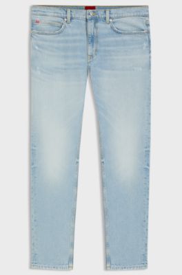 Extra-slim-fit jeans in bright-blue stretch denim, Light Blue