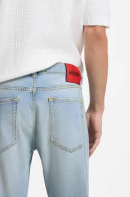 Extra-slim-fit jeans in bright-blue stretch denim, Light Blue