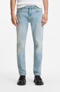 Extra-slim-fit jeans in bright-blue stretch denim, Light Blue