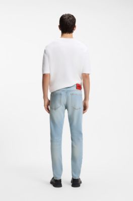 Extra-slim-fit jeans in bright-blue stretch denim, Light Blue