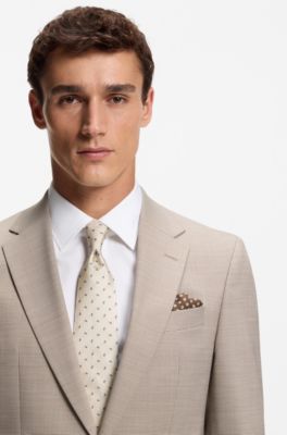 Silk tie with micro paisley pattern, Natural