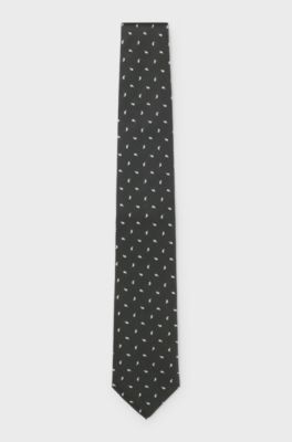 Silk tie with micro paisley pattern, Green Patterned