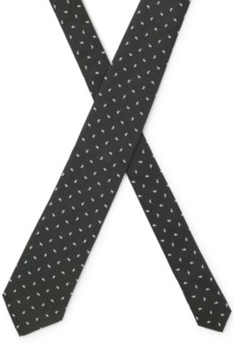 Silk tie with micro paisley pattern, Green Patterned